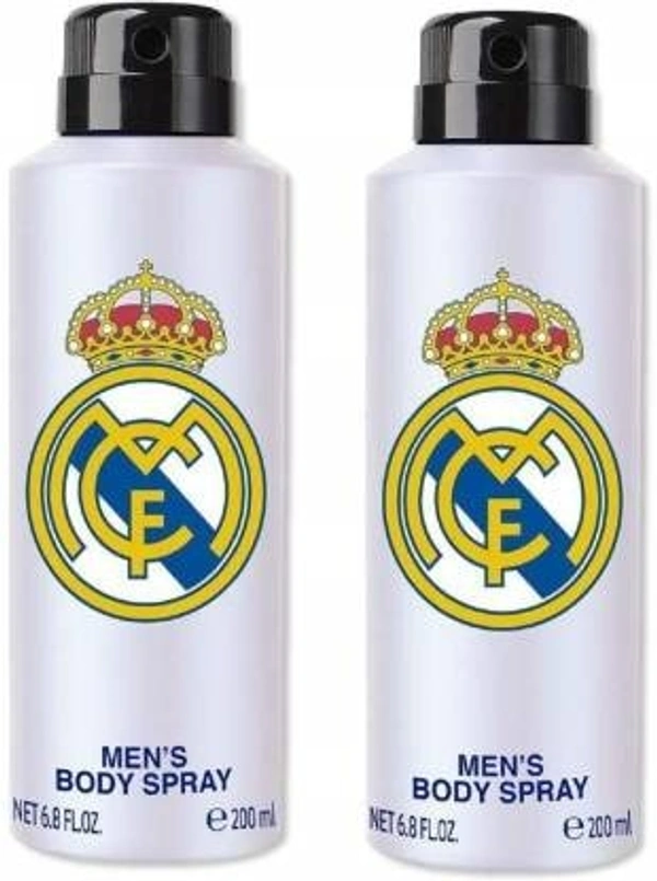 Real Madrid PACK OF 2 PCS ORIGINAL WHITE DEODORANT SPRAY FOR MEN OSSUM HIGH QUALITY, WITHOUT GAS, ACTIVENESS AND LONG LASTING, IMPORTED BRAND Body Spray  -  For Men (400 ml, Pack of 2) - 1