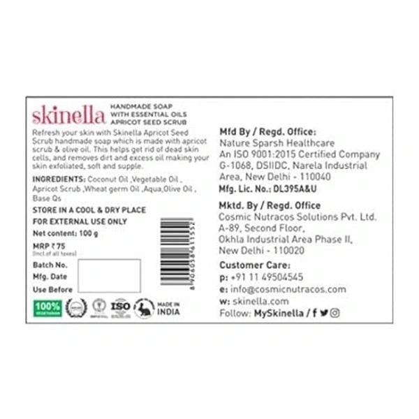 SKINELLA Apricot Seed Scrub Soap (Pack of 3) (3 x 33.33 g)
