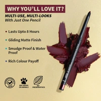 Nykaa GLAMOReyes Waterproof & Smudgeproof Colored Kajal Eyeliner Eye Pencil - Ruby