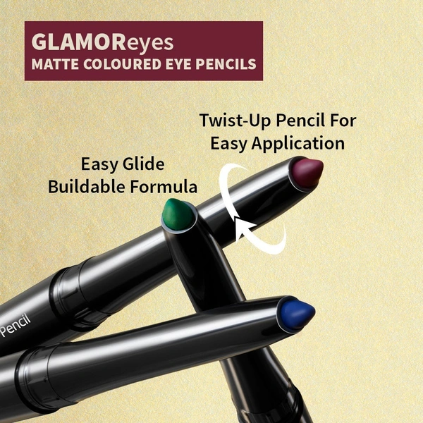Nykaa GLAMOReyes Waterproof & Smudgeproof Colored Kajal Eyeliner Eye Pencil - Ruby