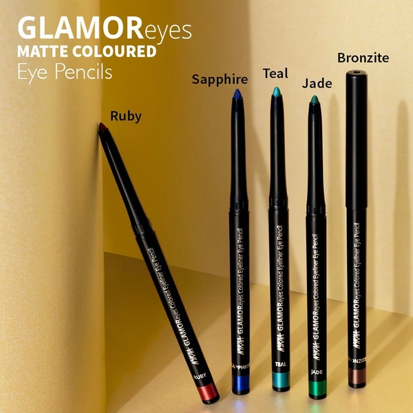 Nykaa GLAMOReyes Waterproof & Smudgeproof Colored Kajal Eyeliner Eye Pencil - Ruby