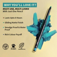 Nykaa GLAMOReyes Waterproof & Smudgeproof Colored Kajal Eyeliner Eye Pencil - Teal