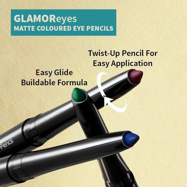 Nykaa GLAMOReyes Waterproof & Smudgeproof Colored Kajal Eyeliner Eye Pencil - Teal
