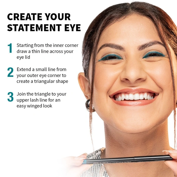 Nykaa GLAMOReyes Waterproof & Smudgeproof Colored Kajal Eyeliner Eye Pencil - Teal