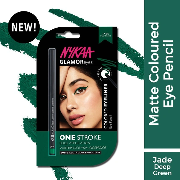 Nykaa GLAMOReyes Waterproof & Smudgeproof Colored Kajal Eyeliner Eye Pencil - Jade