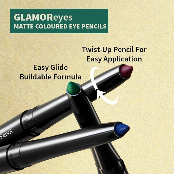 Nykaa GLAMOReyes Waterproof & Smudgeproof Colored Kajal Eyeliner Eye Pencil - Jade