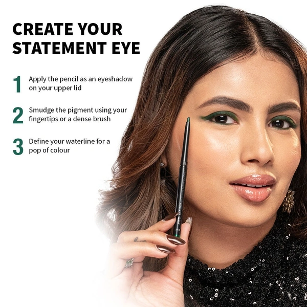 Nykaa GLAMOReyes Waterproof & Smudgeproof Colored Kajal Eyeliner Eye Pencil - Jade