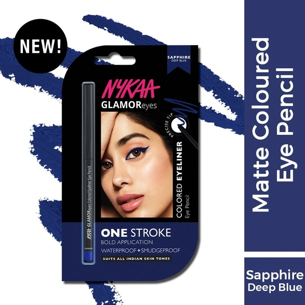 Nykaa GLAMOReyes Waterproof & Smudgeproof Colored Kajal Eyeliner Eye Pencil - Sapphire
