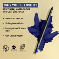 Nykaa GLAMOReyes Waterproof & Smudgeproof Colored Kajal Eyeliner Eye Pencil - Sapphire