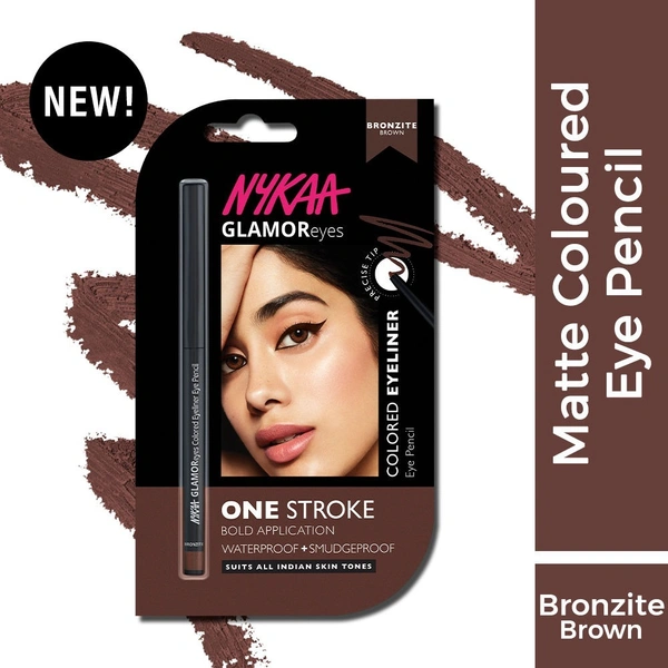 NYKAA Nykaa GLAMOReyes Waterproof & Smudgeproof Colored Kajal Eyeliner Eye Pencil - Bronzite