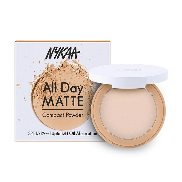 Nykaa All Day Matte 12Hr Oil Control Face Compact Powder With SPF 15 PA ++ - Ivory 01 - 2