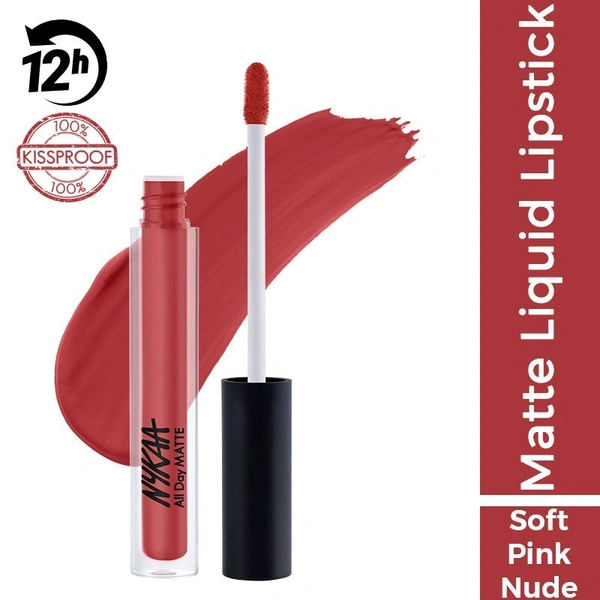 NYKAA Nykaa All Day Matte Waterproof, Transfer Proof, 12H Liquid Lipstick - Darling Daughter