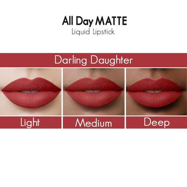 NYKAA Nykaa All Day Matte Waterproof, Transfer Proof, 12H Liquid Lipstick - Darling Daughter