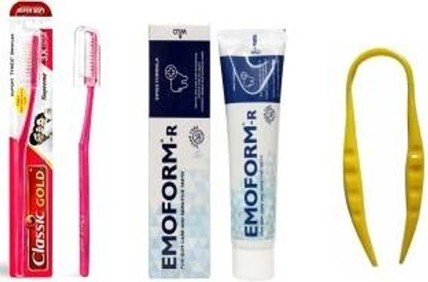 Emoform R Toothpaste 50 Gm + Super Soft Toothbrush+ Tongue Cleaner Toothpaste