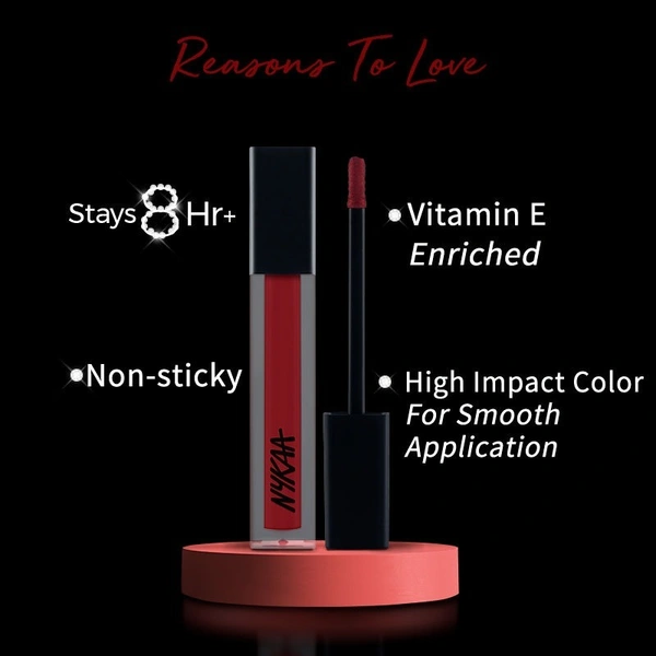 Nykaa 8 Hour Lasting Full Cover Matte Gloss - Glam Diva