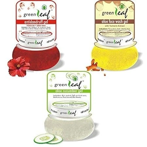 GREEN LEAF Green Leaf Aloe Face Wash Gel - 120 gm, Green Leaf Anti Dandruff Gel - 120 gm, Green Leaf Aloe Cucumber Gel - 120 gm (Combo)
