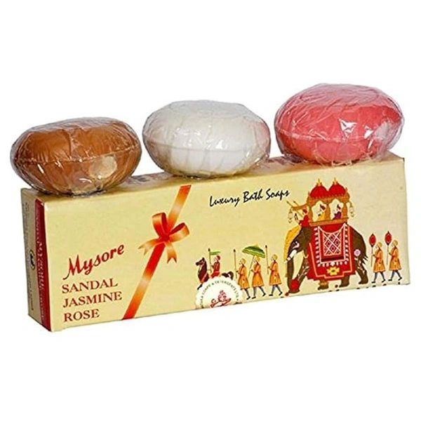 MYSORE SANDAL Sandal Jasmine & Rose Soap  (3 x 150 g)