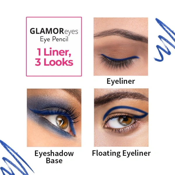 NYKAA Nykaa Glamoreyes Waterproof & Smudgeproof Shimmer Eye Pencil- Blue Hex