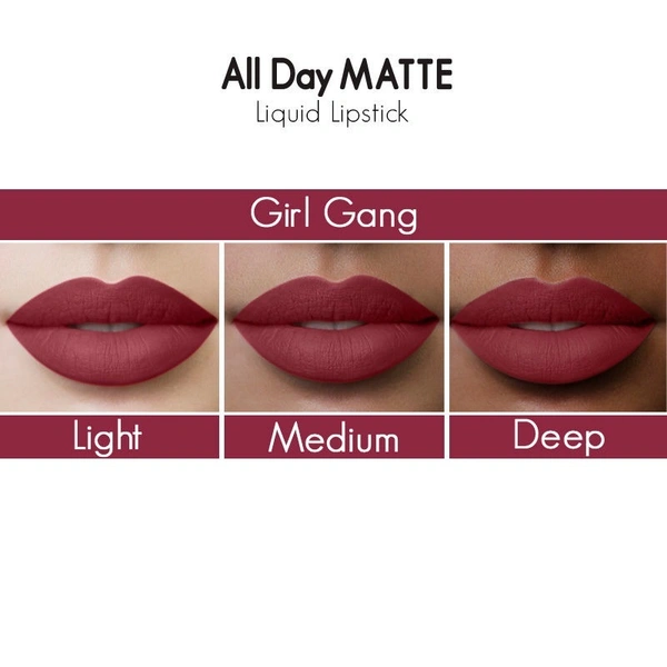 NYKAA Nykaa All Day Matte Waterproof, Transfer Proof, 12H Liquid Lipstick - Girl Gang