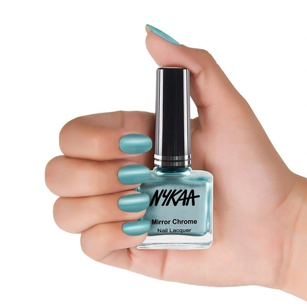 NYKAA Nykaa Mirror Chrome Nail Lacquer - Lunar Green River 162
