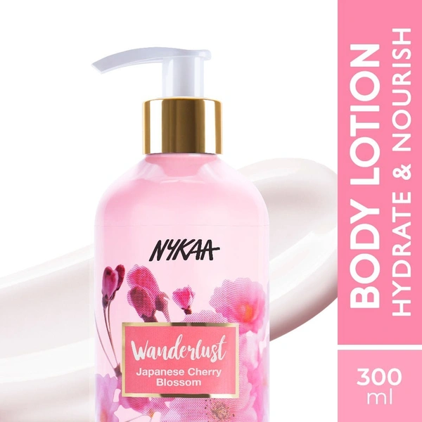 Nykaa Wanderlust Japanese Cherry Blossom Body Lotion- 8hr Moisture Lock + Non-Greasy + 0% Paraben