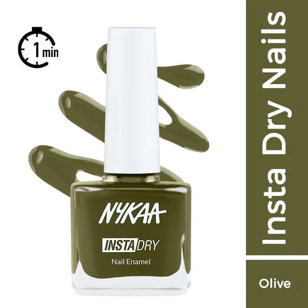 NYKAA Nykaa Insta Dry Fast Drying Nail Enamel Polish Fern Follower 332 - Olive Green
