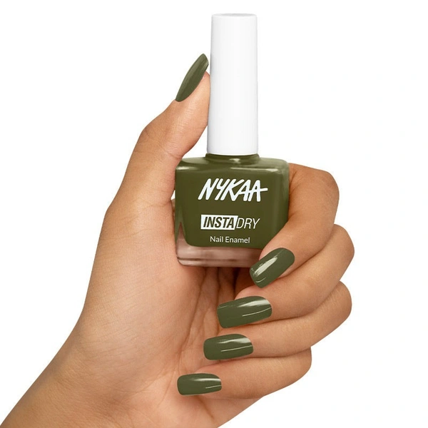 NYKAA Nykaa Insta Dry Fast Drying Nail Enamel Polish Fern Follower 332 - Olive Green
