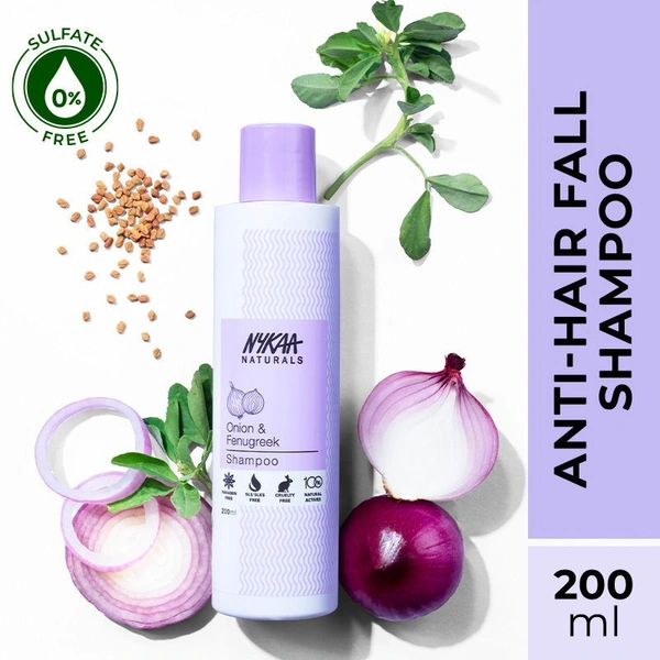 NYKAA Nykaa Naturals Anti-Hair Fall Sulphate-Free Shampoo With Onion, Fenugreek & Hydrolysed Silk Protein