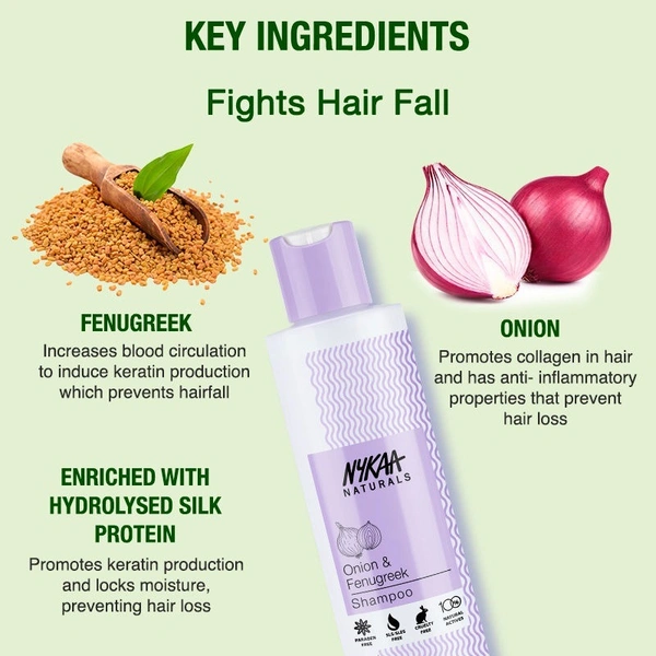 NYKAA Nykaa Naturals Anti-Hair Fall Sulphate-Free Shampoo With Onion, Fenugreek & Hydrolysed Silk Protein