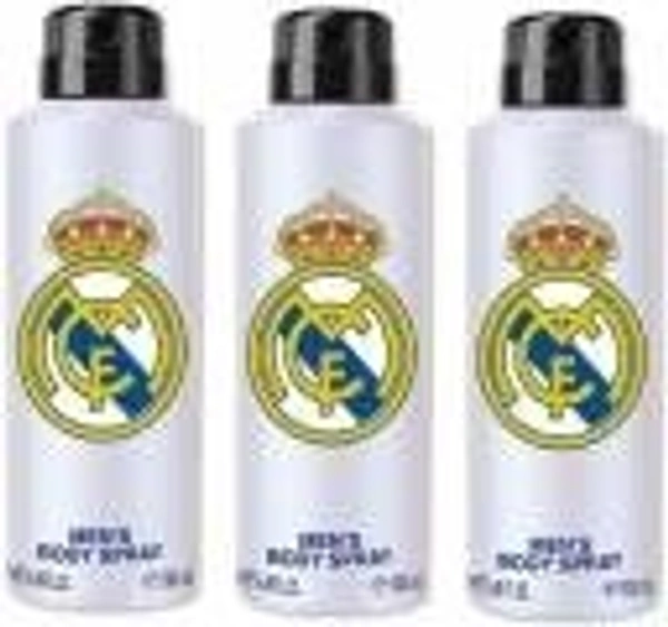 Real Madrid Three WHITE Deodorant Spray for Men Deodorant Spray  -  For Men (600 ml, Pack of 3) - 3