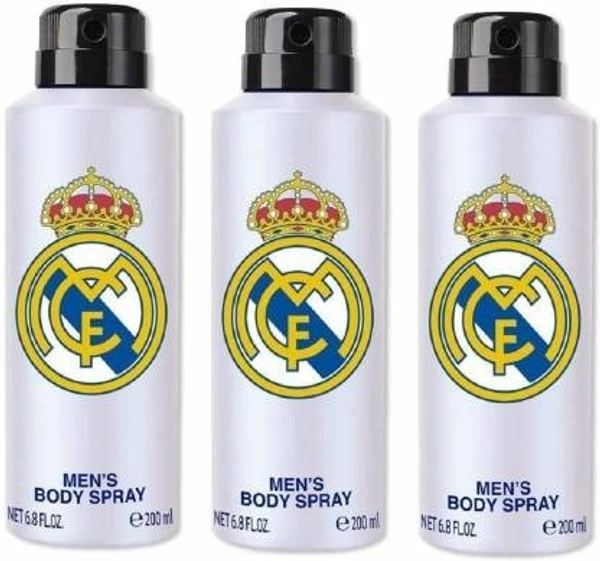 Real Madrid Original White Combo Pack Of 3 Deodorant Spray Deodorant Spray  -  For Men (600 ml, Pack of 3)