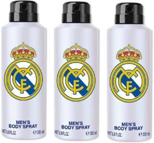 Real Madrid White Combo Pack Of 3 Deodorant Spray - For Men Deodorant Spray  -  For Men (600 ml, Pack of 3)