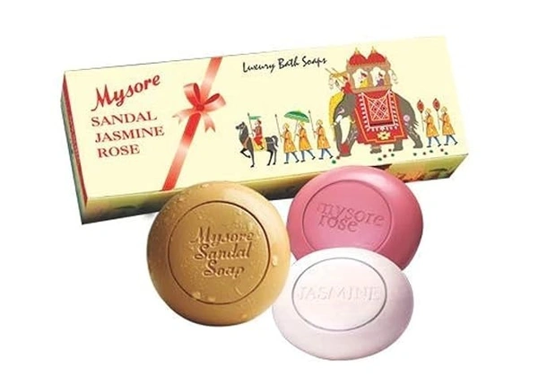 MYSORE SANDAL Sandal Jasmine & Rose Soap  (3 x 150 g)