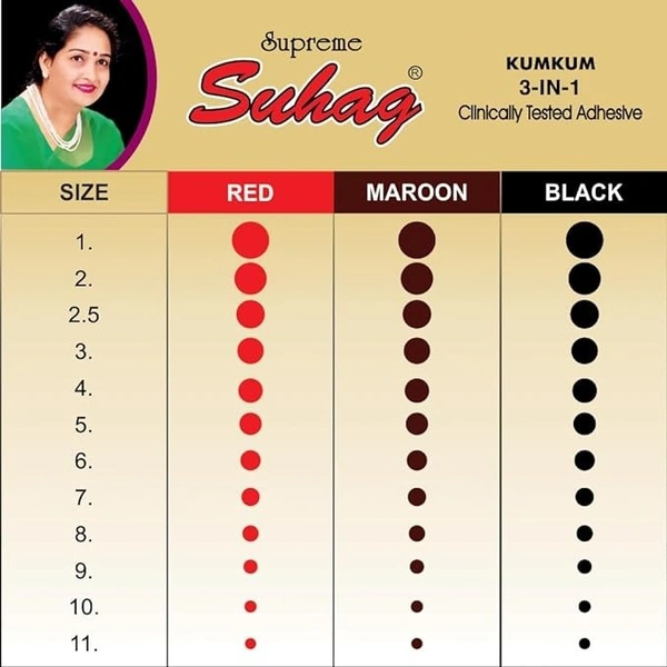 SuAhag Supreme Kumkum Round Bindi Box with 15 Flaps Size 4 diameter 6mm Red forehead Red Bindis Women Red Bindis (Bengali Bindi ,Marathi , mulgi)
