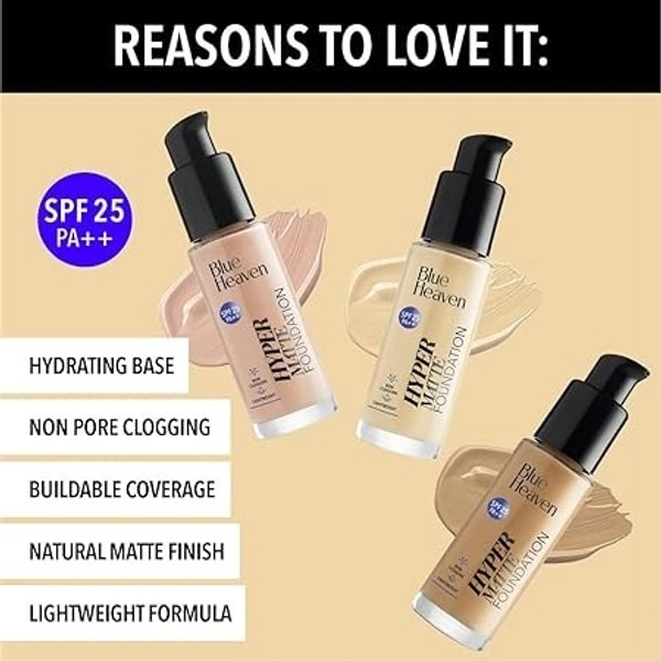 BLUE HEAVEN Hyper Matte  Foundation (NATURAL, 30 ml)