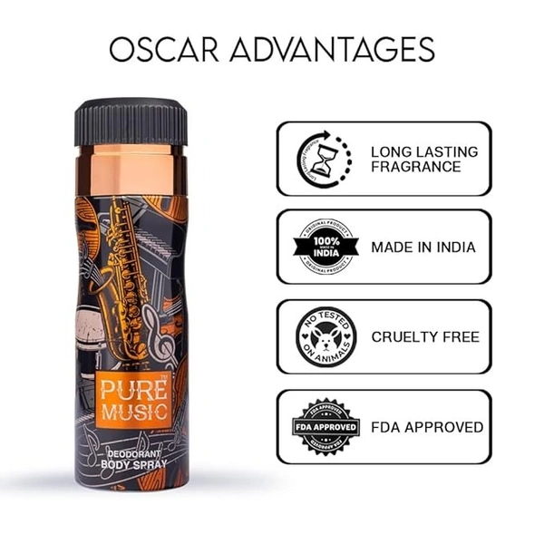 OSCAR Pure Music Deo 200 ml Deodorant Spray  -  For Men & Women