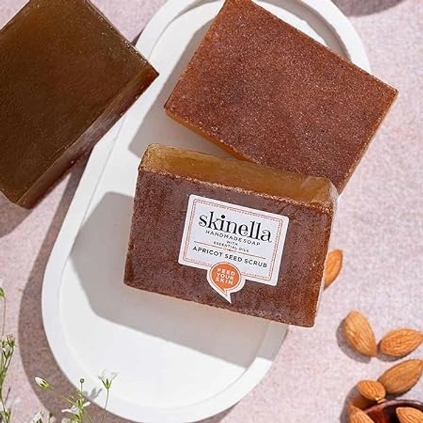 SKINELLA Apricot Seed Scrub Soap (Pack of 3) (3 x 33.33 g)