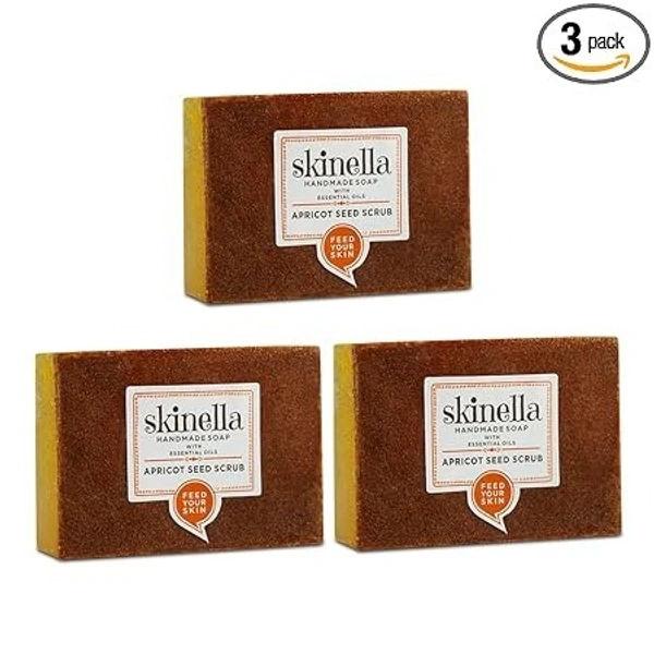SKINELLA Apricot Seed Scrub Soap (Pack of 3) (3 x 33.33 g)
