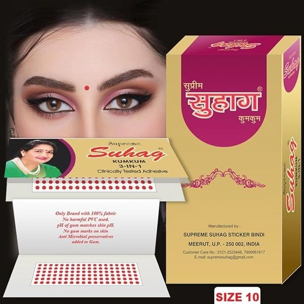SuAhag Supreme Kumkum Round Bindi Box with 15 Flaps Size 4 diameter 6mm Red forehead Red Bindis Women Red Bindis (Bengali Bindi ,Marathi , mulgi)