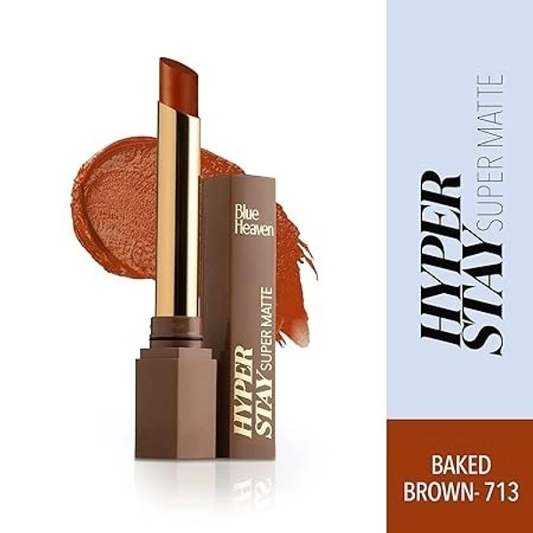 BLUE HEAVEN Hyper stay Super Matte Lipstick Baked Brown 713 (Brown, 2.2 g)