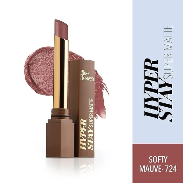 BLUE HEAVEN Hyper stay Super Matte Lipstick Softy Mauve (724) (Mauve, 2.2 g)