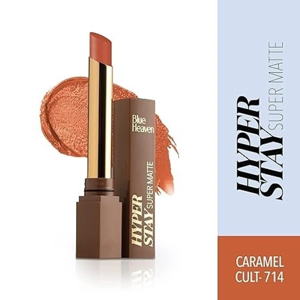 BLUE HEAVEN Hyper stay Super Matte Lipstick Caramel Cult(714) (Brown, 2.2 g)