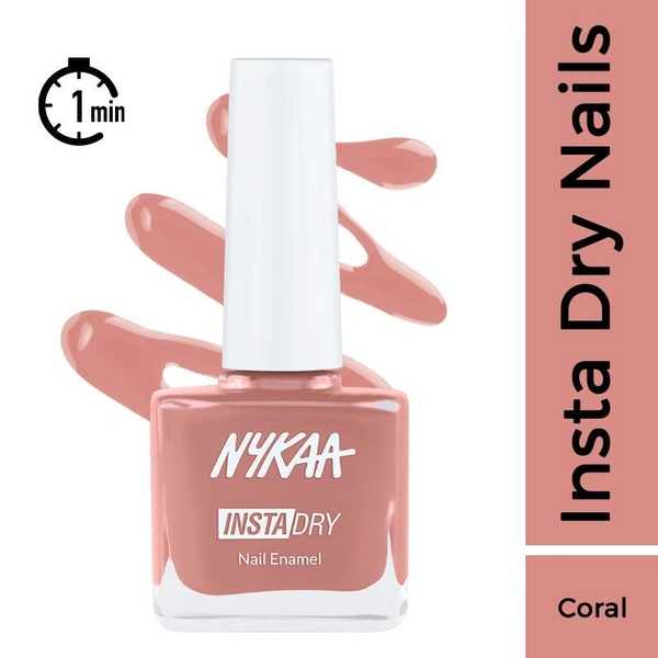 NYKAA Nykaa Insta Dry Fast Drying Nail Enamel Polish Coral Chat 347 - Coral
