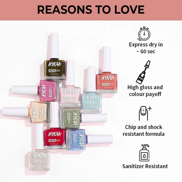 NYKAA Nykaa Insta Dry Fast Drying Nail Enamel Polish Coral Chat 347 - Coral
