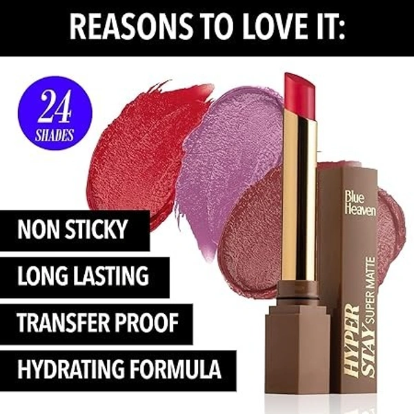 BLUE HEAVEN Hyper stay Super Matte Lipstick Caramel Cult(714) (Brown, 2.2 g)