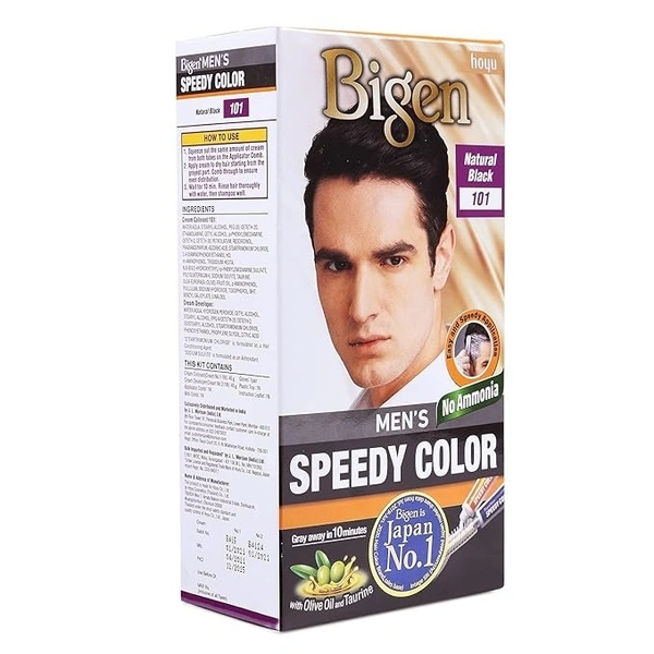 BIGEN Bigen Men's Speedy Color, Hair Color, 80g - Natural Black 101 (Pack of 1)