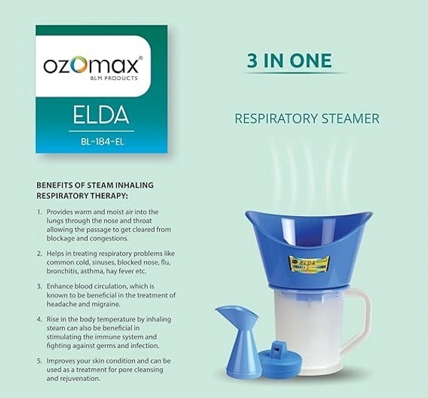 OZOMAX ELDA RESPIRATORY VAPORIZER WITH 3 ATTACHMENTS