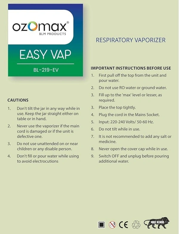 OZOMAX EASY RESPIRATORY VAPORIZER