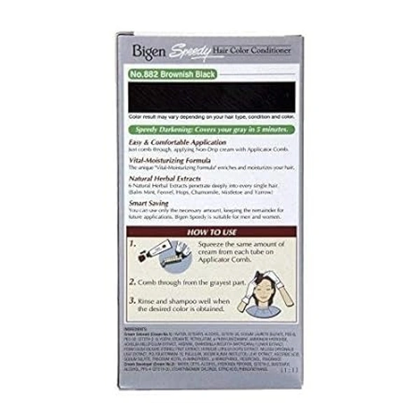 BIGEN Bigen Speedy Hair Color, 40g + 40g - Brownish Black 882 (Pack of 1)