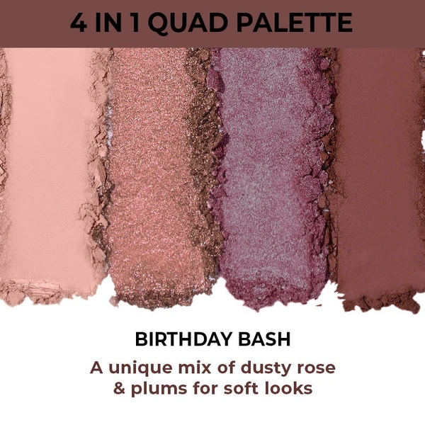 NYKAA Nykaa Cosmetics Eyes On Me! 4 in 1 Quad Eyeshadow Palette - Birthday Bash